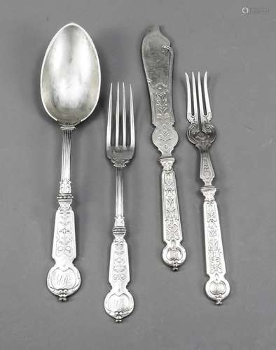 17 pieces of cutlery, German, end