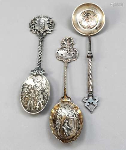Three ornamental spoons, c. 1900,