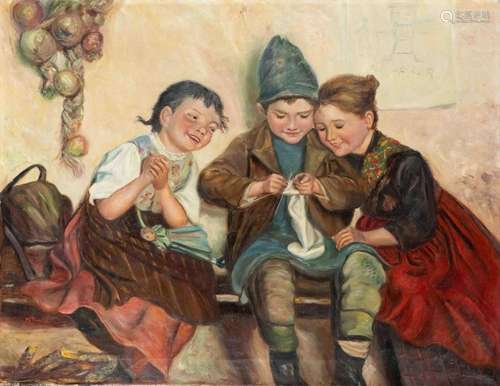 B. Schurig, ''Strickstunde'',