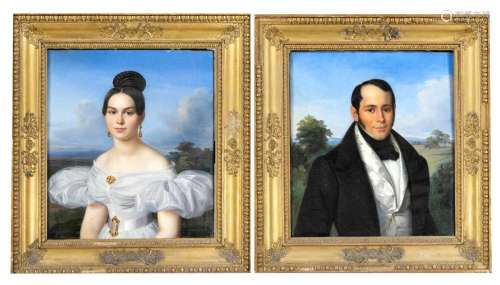 Portrait painter c. 1810, pair