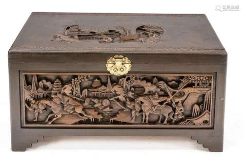 Asian cedar wood chest, 20th c