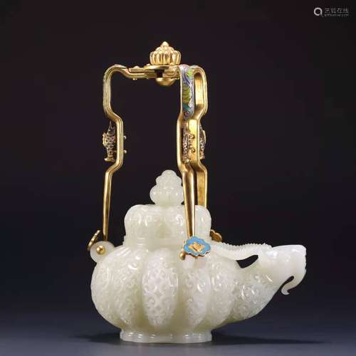 Hetian jade girder sheep's head kettle