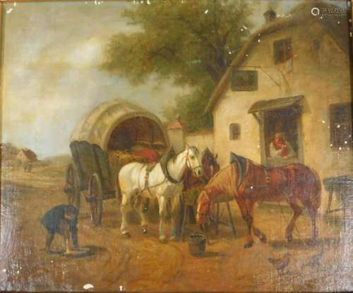 Edmund DITTMANN (act.c.1856 - c.1876). Pferde vor der Statio...