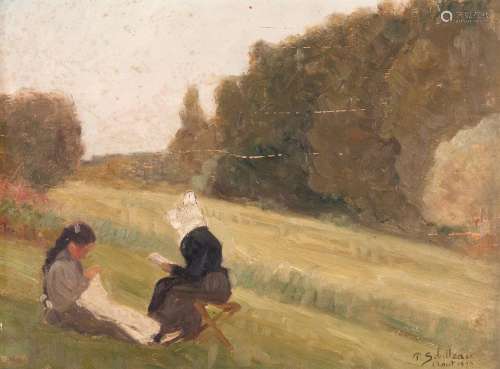 Paul SEBILLEAU (1847-1907)
Paysage animé, 1896
Huile sur pan...