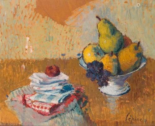 Joseph LÉPINE (1867-1943)
Nature morte, les poires 
Huile su...