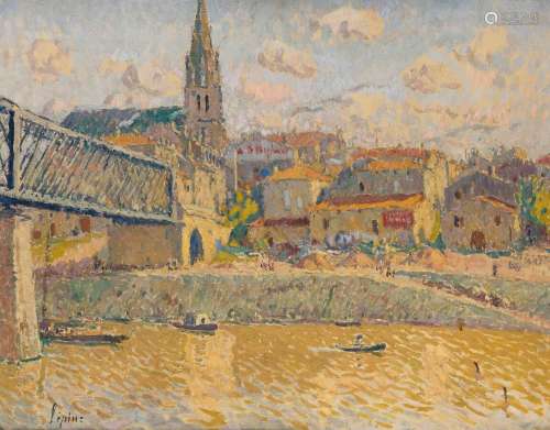 Joseph LÉPINE (1867-1943)
Le pont à Branne sur la Dordogne (...