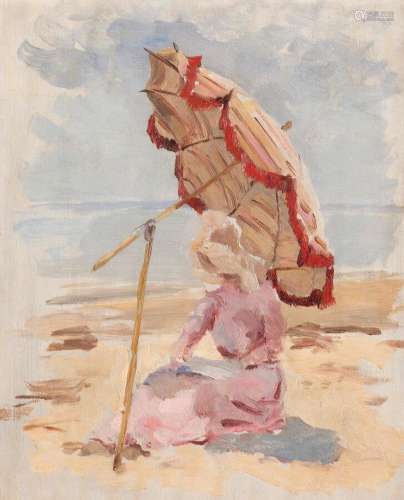 Paul ANTIN (1863-1930)
Femme lisant sur une plage du Bassin,...