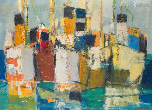 Jean HUGON (1919-1990)
Les bateaux au soleil, 1960
Huile sur...