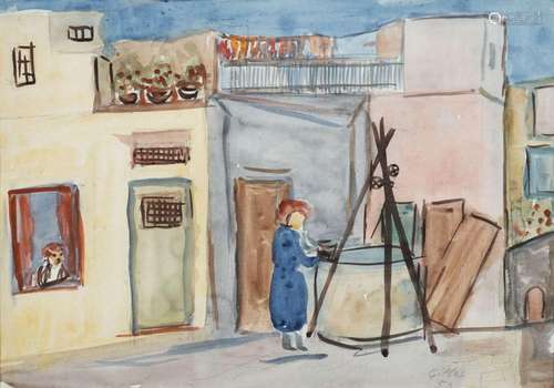 Gilles, Werner - - o.T. (Standtansicht). 1953. Aquarell über...