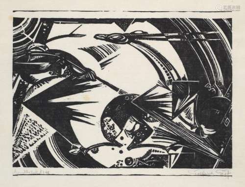 Graf, Gottfried - Expressionismus - Jagd. 1916. Holzschnitt ...