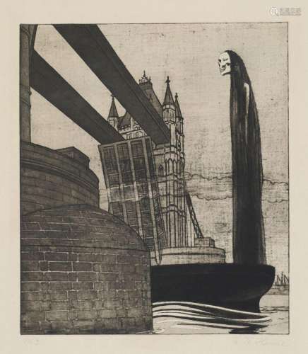 Heine, Thomas Theodor - - Themsebrücke in London. Das Verhän...