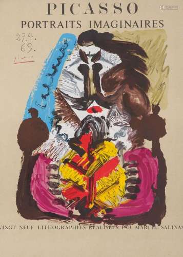 Picasso - nach, Pablo - - Portraits Imaginaires. 1971. Farbl...