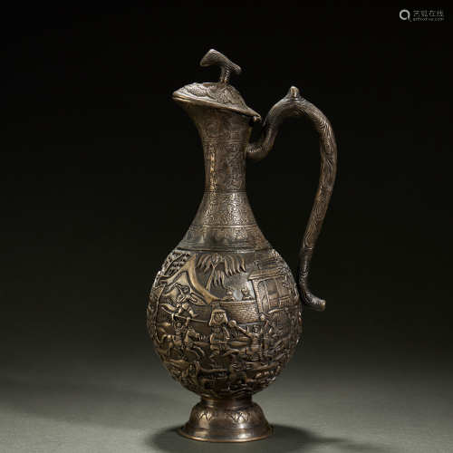 CHINESE PURE SILVER WATER POT,QING DYNASTY
