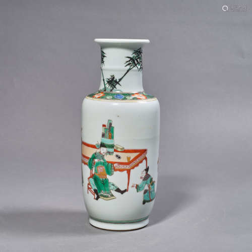 A Chinese Porcelain Wucai Figure Vase