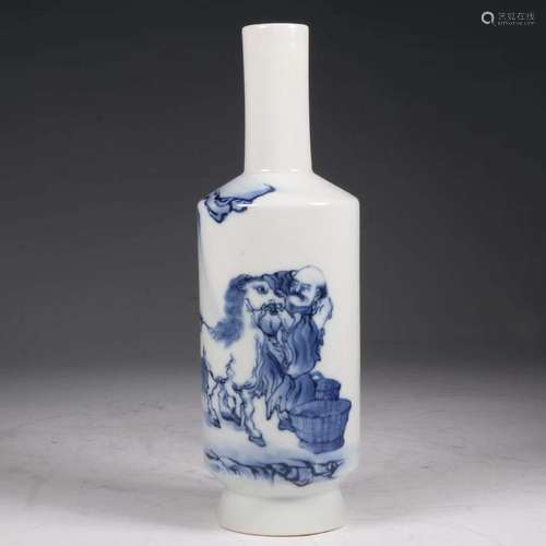 Blue and white figure bottle of the Republic of China