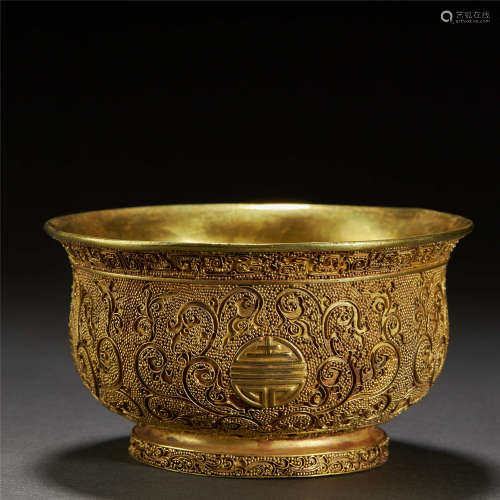 CHINESE PARCEL-GILT SILVER BOWL,QING DYNASTY