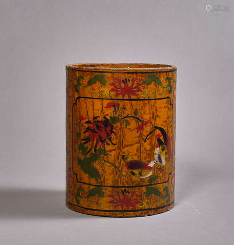 A Chinese Lacquer Brush Pot