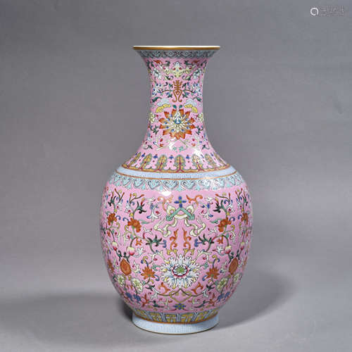 A Chinese Porcelain Famille
 Rose Interlock Branches Vase