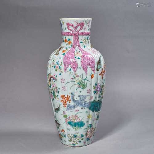 A Chinese Porcelain Famille 
Rose Bird and Flower Vase