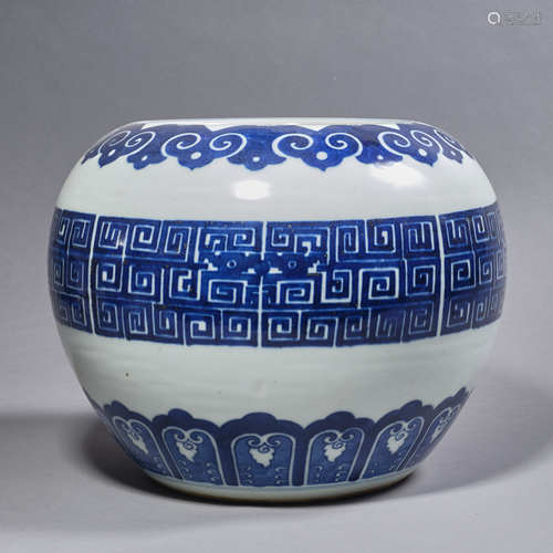 A Chinese Porcelain Blue and White 
Hui Pattern Bowl