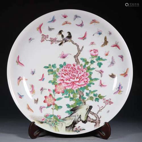 Pastel plate made in Yongzheng of the Qing Dynasty