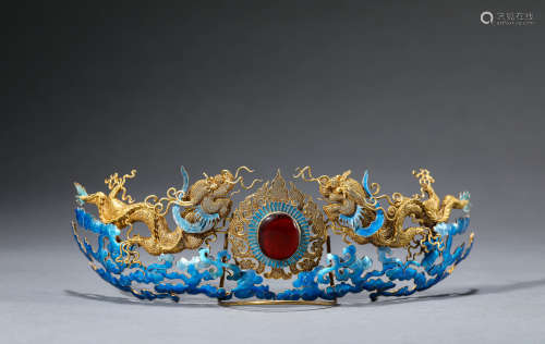A Chinese Silver Gilding Hat Ornament