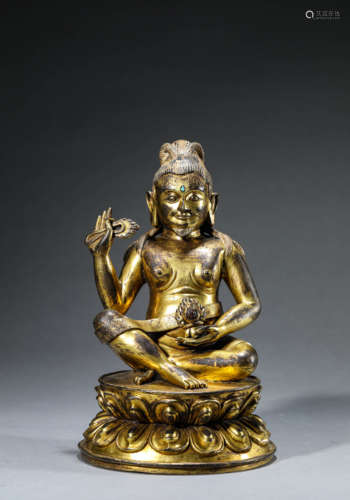 A Chinese Gilt-Bronze Mahasiddhas Statue