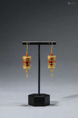 A Pair of Chinese Lantern Shaped Earrings