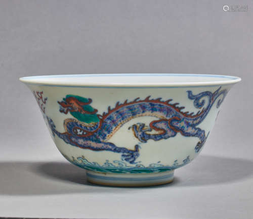 A Chinese Porcelain Doucai Dragon Bowl