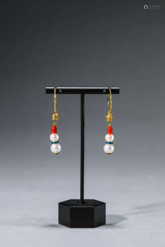 A Pair of Chinese Pearl Earrings
