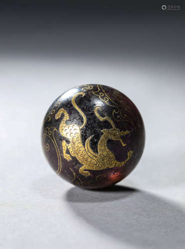 Yin engraved fill gold wrong gold crystal ball