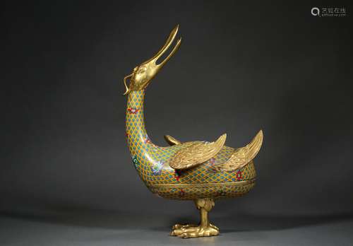 Copper gilded Cloisonne goose