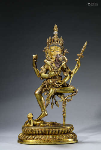 A Chinese Gilt-Bronze Cakrasamvara Statue