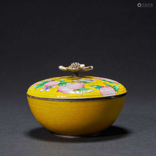 Sterling silver yellow glaze tureen