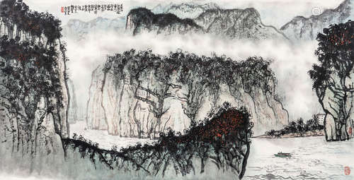 1925*2007 黄纯尧  三峡春渡图 纸本设色 镜芯