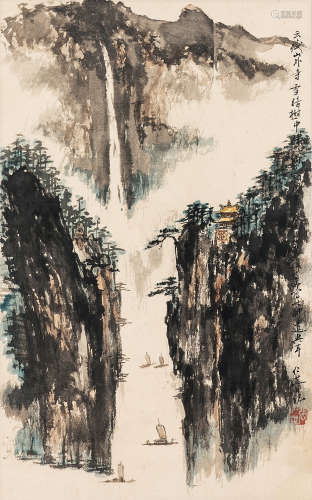 b.1935 张仁芝  云藏山外图 纸本设色 立轴