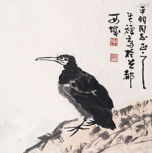 （1899-1983） 李苦禅  鱼饮 纸本设色 镜芯