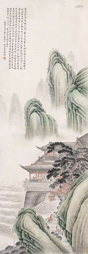 （1908-1997） 陆抑非 辛巳（1941年）作 青绿山水 纸本设色 立轴