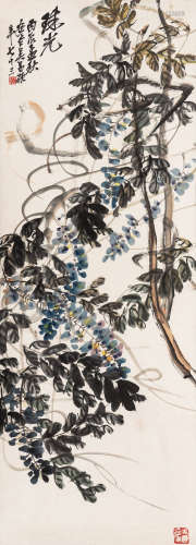 （1844-1927） 吴昌硕 丙辰孟秋(1856年9月) 珠光 纸本设色 立轴