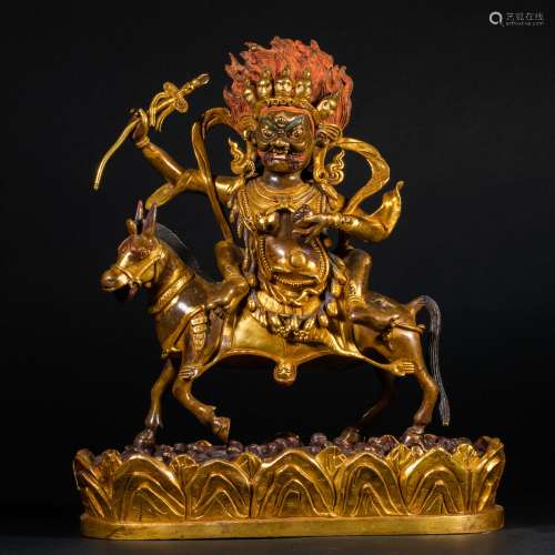 China Qing Dynasty
Qianlong period gilt bronze statue of aus...
