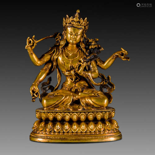 China Ming Dynasty
Gilt bronze four-armed Avalokitesvara sta...