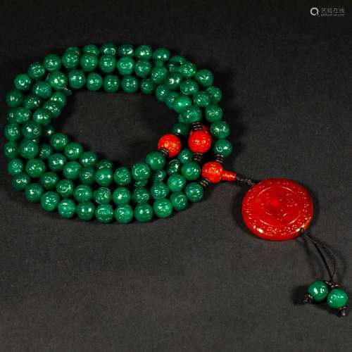 China Qing Dynasty
Green Jade 108 Southern Red Agate Accesso...