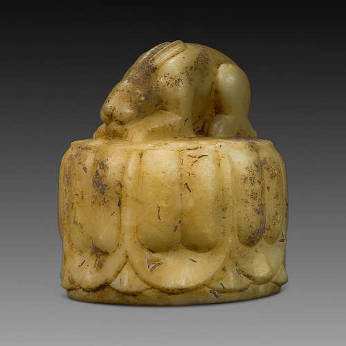 China Tang Dynasty
white marble rabbit button jade