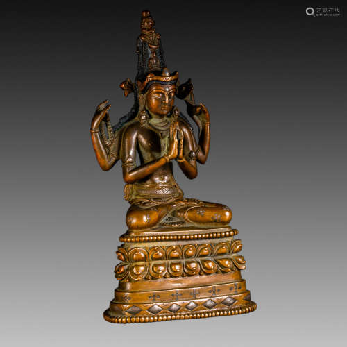 China Ming Dynasty
Bronze four-armed Guanyin Buddha statue