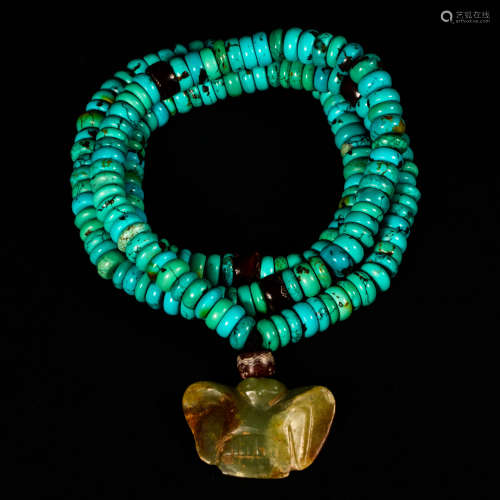 China Xia Dynasty
turquoise chain jade owl pendant