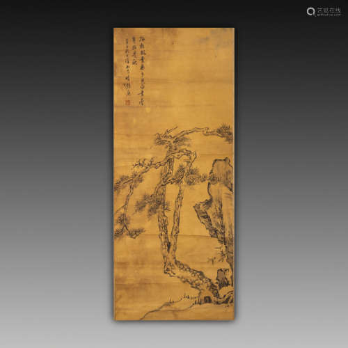 Ancient China 
calligraphy and painting vertical scroll