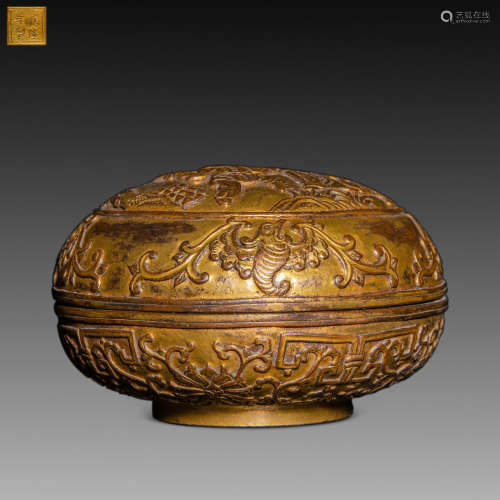 China Qing Dynasty
Qianlong inscription gilt bronze lid box