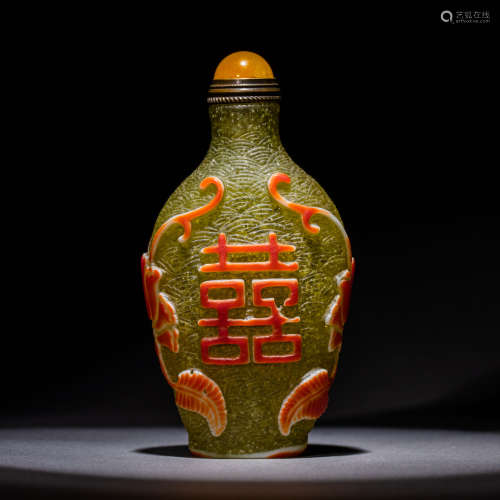 China Qing Dynasty
Glazed Double Happiness Smoking Bottle