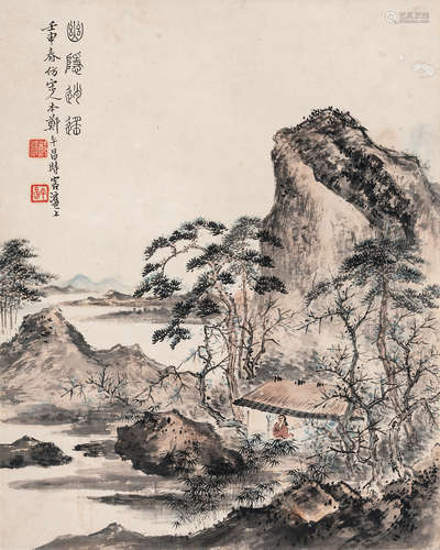 （1894-1952） 郑午昌 壬申（1932年）作 幽隐高仕图 纸本设色 镜芯