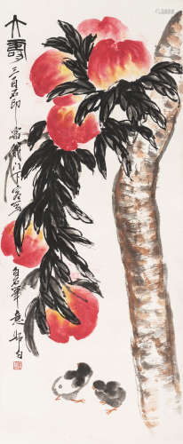 （1918-2010） 娄师白  大寿 纸本设色 镜芯